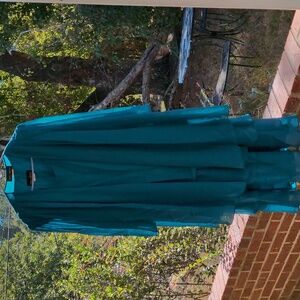 Lida Caputo Green Layered Tiered Dress 2 Piece Chiffon Flowy Vintage 80s 20W